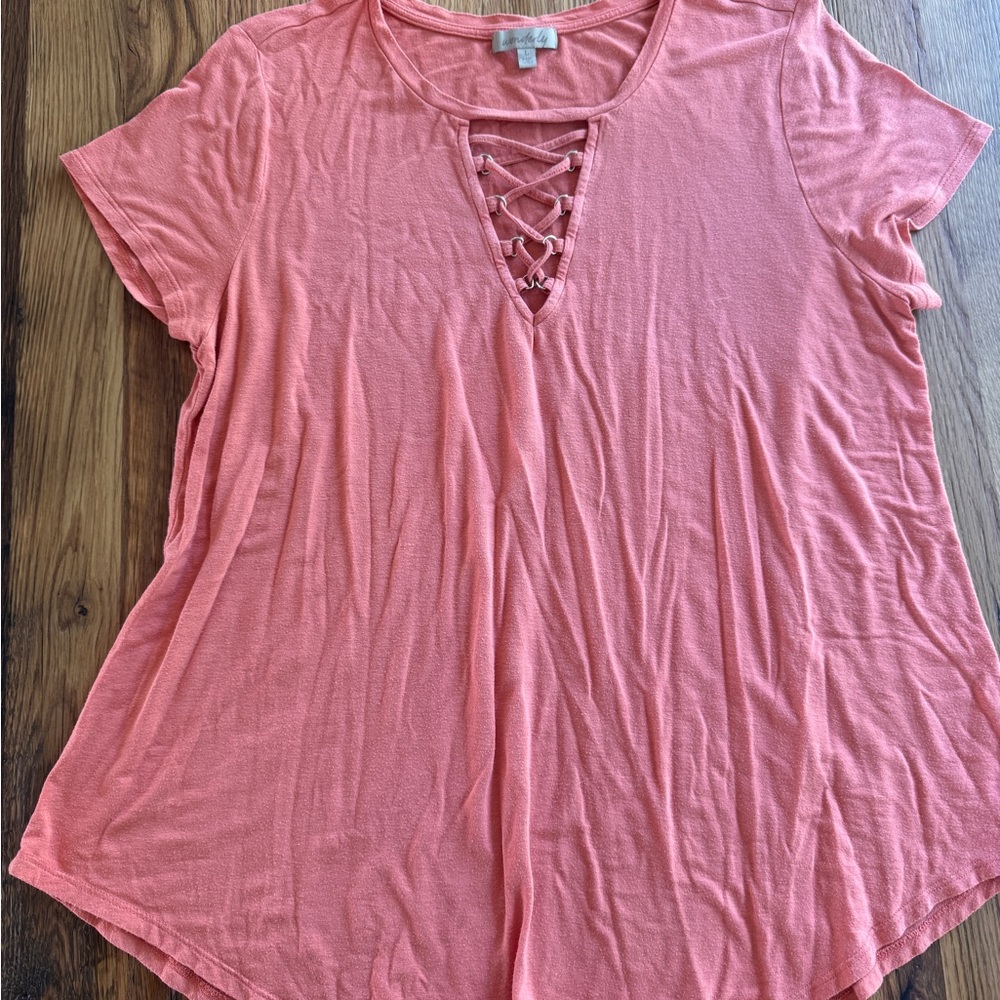 Wonderly Pink Cut Out Relaxed T-Shirt